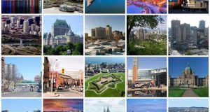 Collage delle 20 città più popolose del Canada